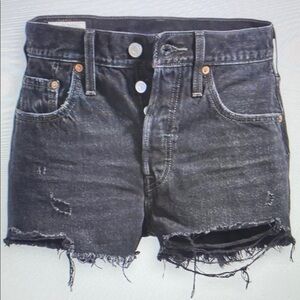Women's Distressed Black Denim Athletic Shorts